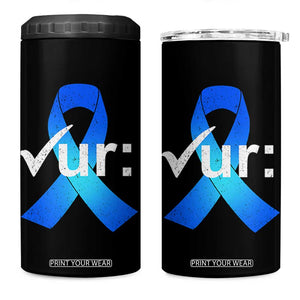 Colon Cancer Awareness 4 in 1 Can Cooler Tumbler Blue Ribbon Colonoscopy Colorectal TS10 One Size: 16 oz Black Print Your Wear