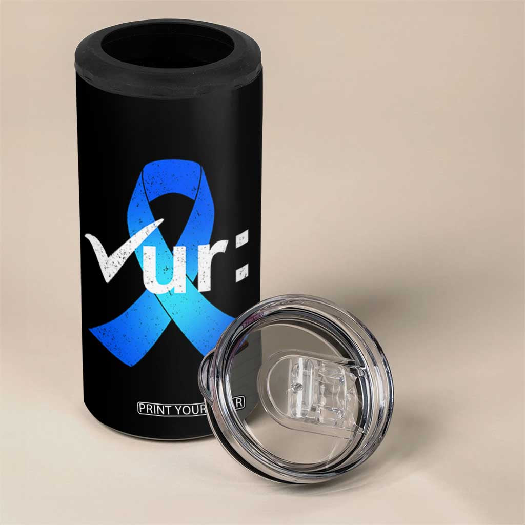 Colon Cancer Awareness 4 in 1 Can Cooler Tumbler Blue Ribbon Colonoscopy Colorectal TS10 Print Your Wear