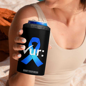 Colon Cancer Awareness 4 in 1 Can Cooler Tumbler Blue Ribbon Colonoscopy Colorectal TS10 Print Your Wear