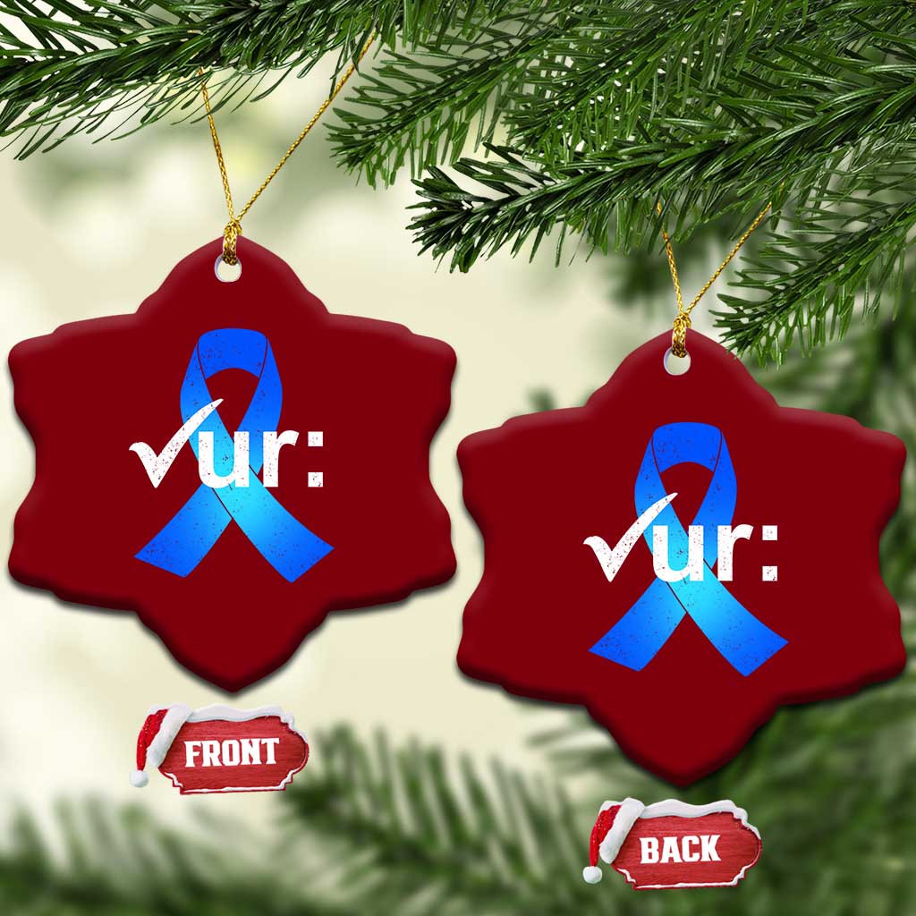 Colon Cancer Awareness Ceramic Ornament Blue Ribbon Colonoscopy Colorectal TS10 Print Your Wear