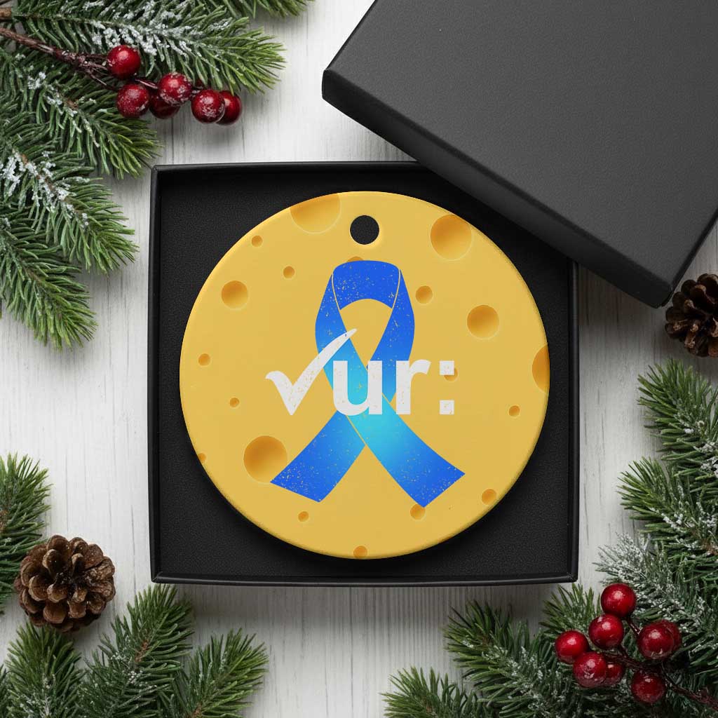 Colon Cancer Awareness Ceramic Ornament Blue Ribbon Colonoscopy Colorectal TS10 1pc Yellow Cheese Print Your Wear