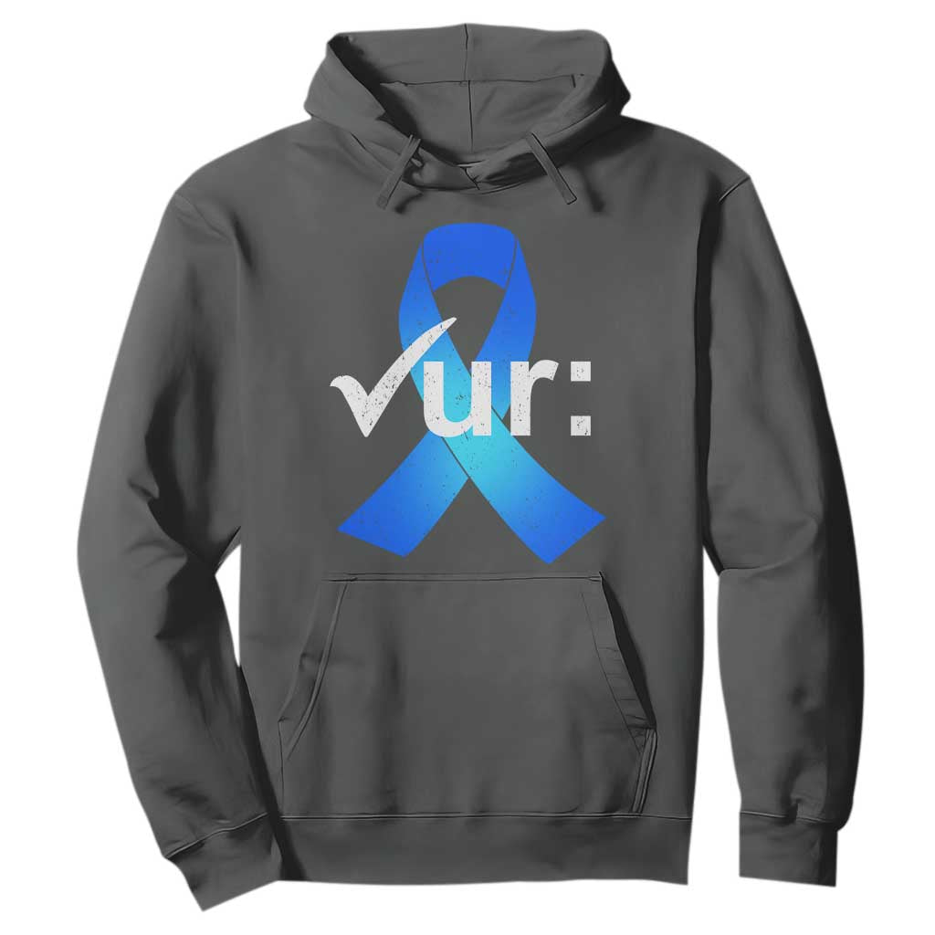 Colon Cancer Awareness Hoodie Blue Ribbon Colonoscopy Colorectal TS10 Dark Heather Print Your Wear