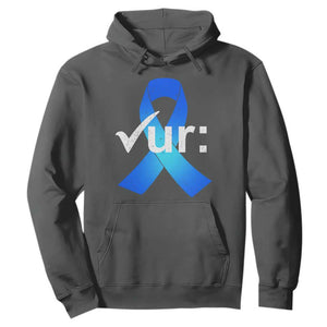 Colon Cancer Awareness Hoodie Blue Ribbon Colonoscopy Colorectal TS10 Dark Heather Print Your Wear