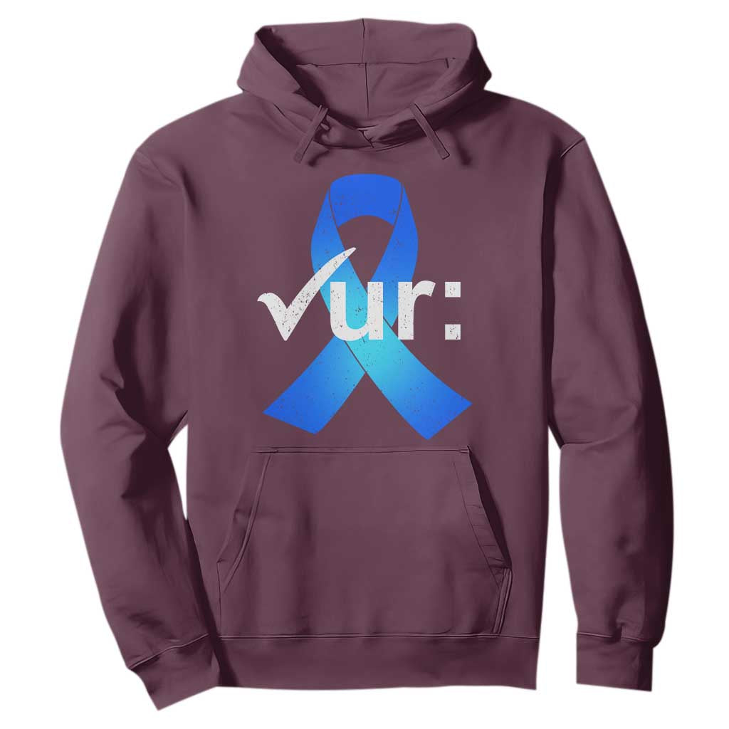 Colon Cancer Awareness Hoodie Blue Ribbon Colonoscopy Colorectal TS10 Maroon Print Your Wear