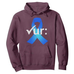 Colon Cancer Awareness Hoodie Blue Ribbon Colonoscopy Colorectal TS10 Maroon Print Your Wear