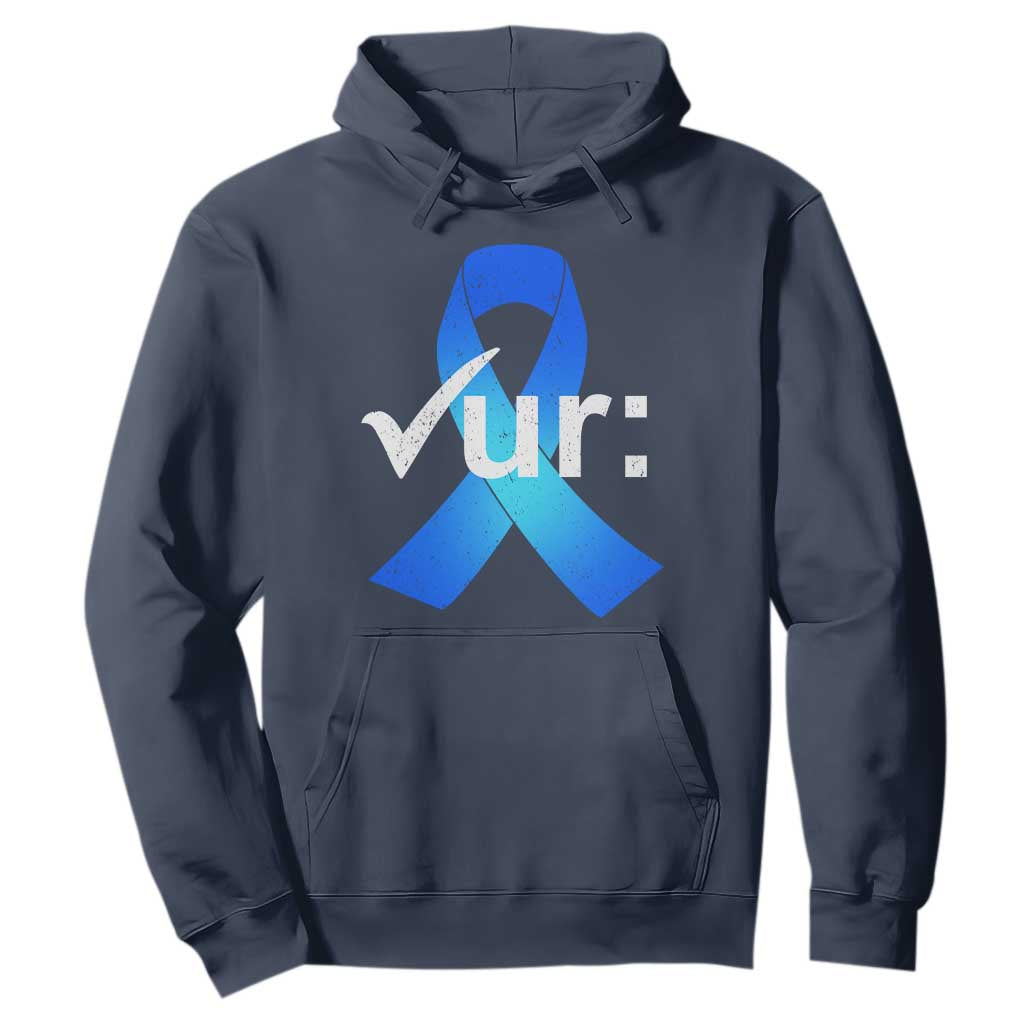 Colon Cancer Awareness Hoodie Blue Ribbon Colonoscopy Colorectal TS10 Navy Print Your Wear