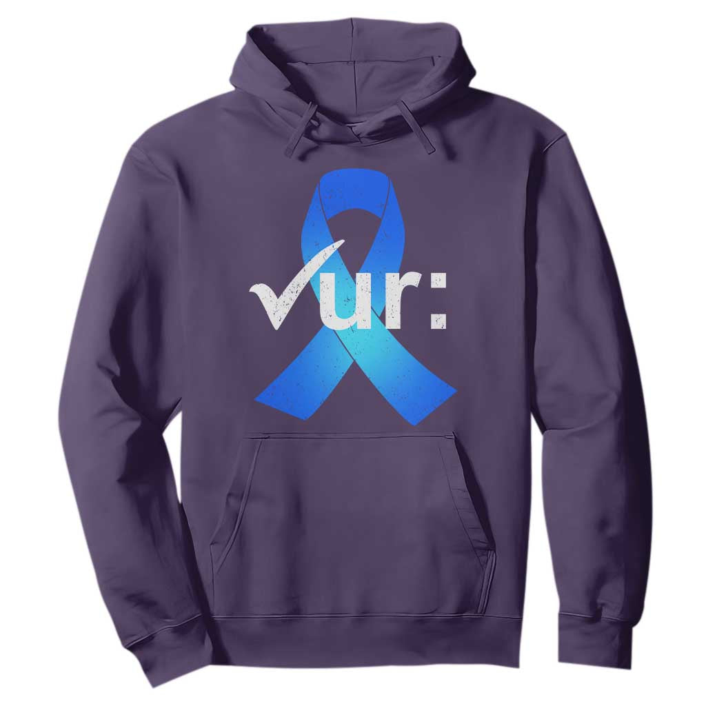 Colon Cancer Awareness Hoodie Blue Ribbon Colonoscopy Colorectal TS10 Purple Print Your Wear