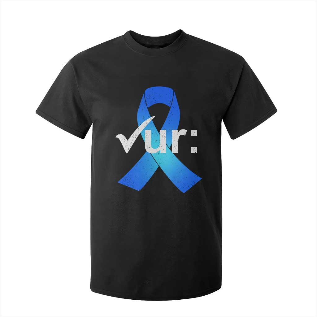 Colon Cancer Awareness T Shirt For Kid Blue Ribbon Colonoscopy Colorectal TS10 Black Print Your Wear