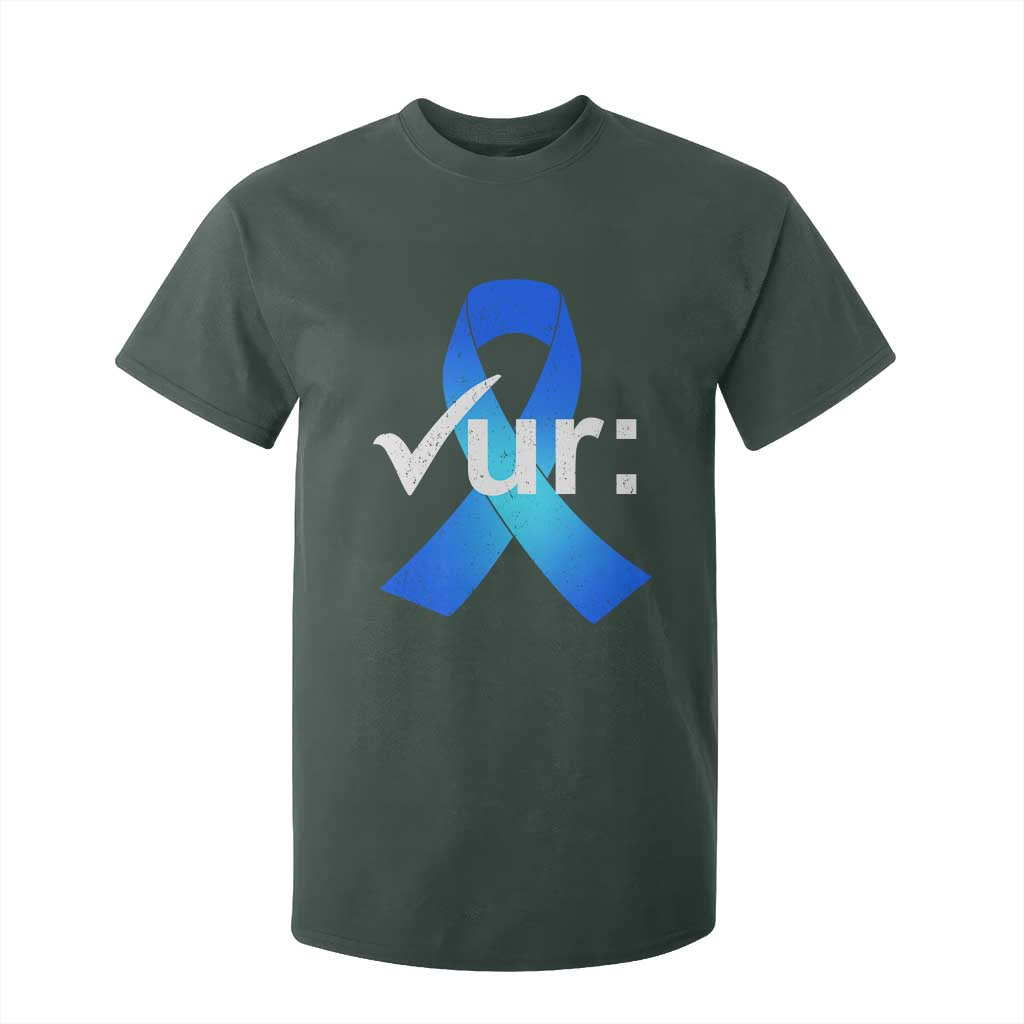 Colon Cancer Awareness T Shirt For Kid Blue Ribbon Colonoscopy Colorectal TS10 Dark Forest Green Print Your Wear