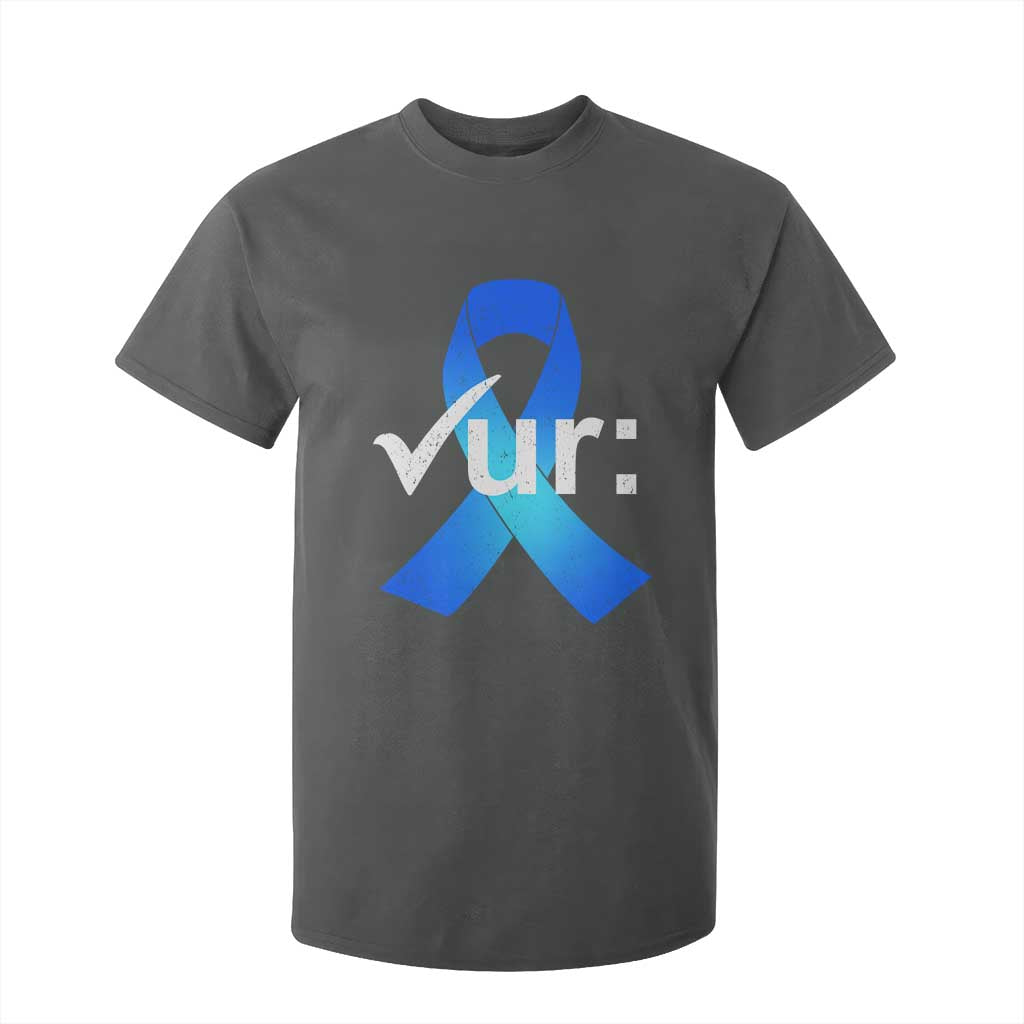 Colon Cancer Awareness T Shirt For Kid Blue Ribbon Colonoscopy Colorectal TS10 Dark Heather Print Your Wear