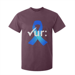 Colon Cancer Awareness T Shirt For Kid Blue Ribbon Colonoscopy Colorectal TS10 Maroon Print Your Wear