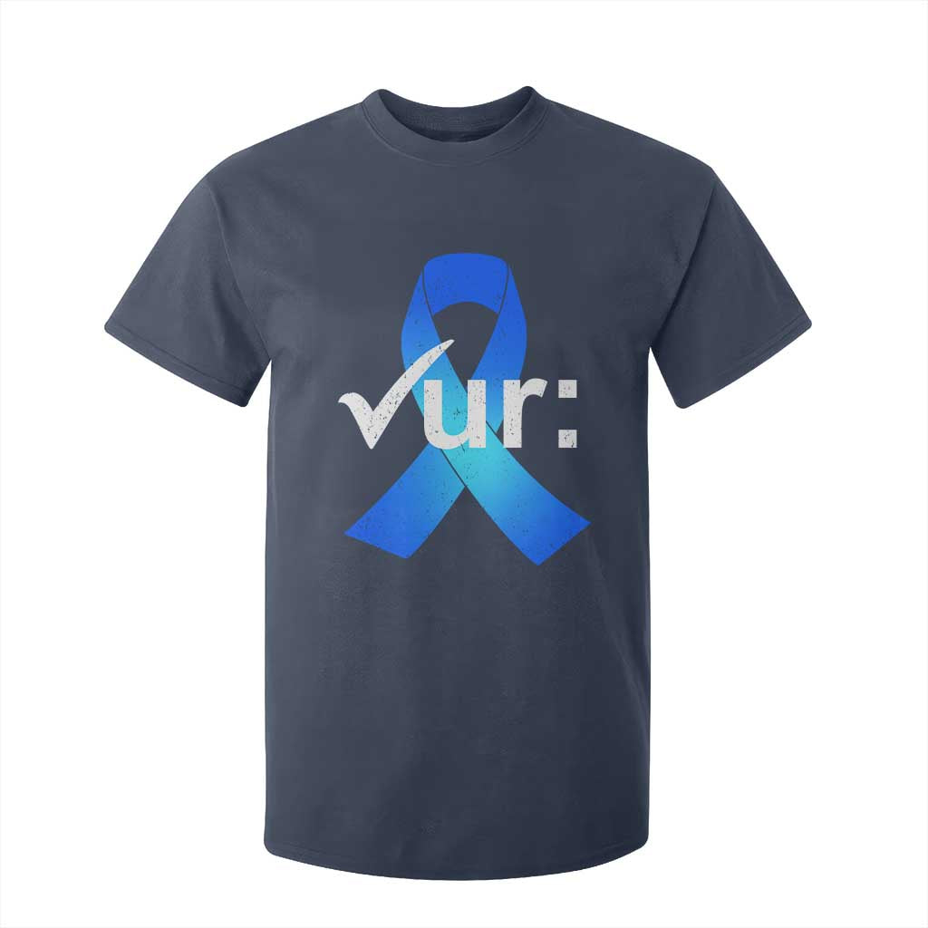 Colon Cancer Awareness T Shirt For Kid Blue Ribbon Colonoscopy Colorectal TS10 Navy Print Your Wear