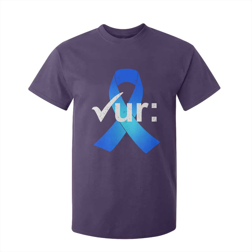 Colon Cancer Awareness T Shirt For Kid Blue Ribbon Colonoscopy Colorectal TS10 Purple Print Your Wear