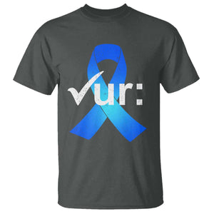 Colon Cancer Awareness T Shirt - Blue Ribbon Colonoscopy Colorectal Cancer Support Tee TS10 Dark Heather Print Your Wear