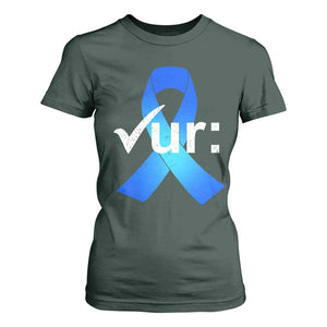 Colon Cancer Awareness T Shirt For Women Blue Ribbon Colonoscopy Colorectal TS10 Dark Forest Green Print Your Wear