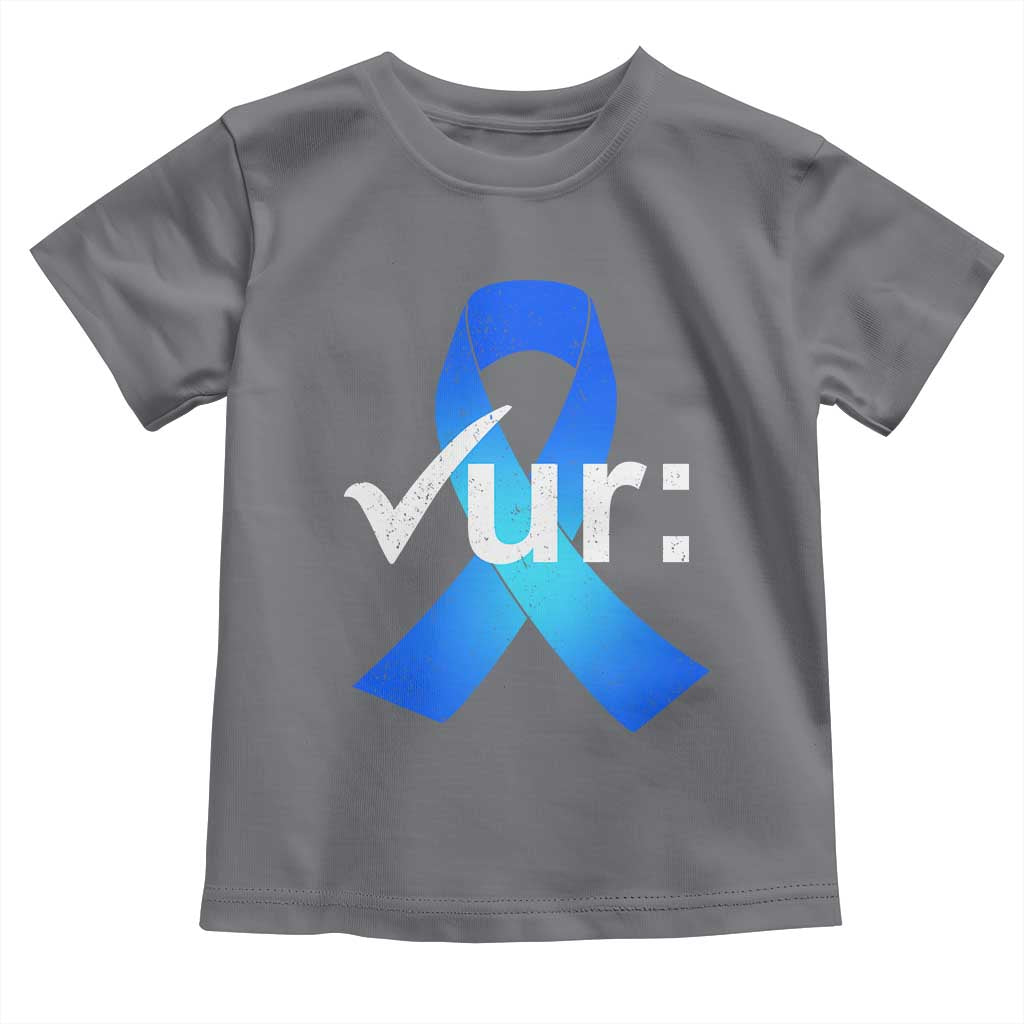 Colon Cancer Awareness Toddler T Shirt Blue Ribbon Colonoscopy Colorectal TS10 Charcoal Print Your Wear