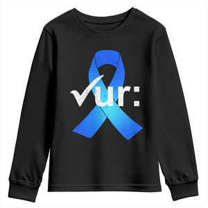 Colon Cancer Awareness Youth Sweatshirt Blue Ribbon Colonoscopy Colorectal TS10 Black Print Your Wear