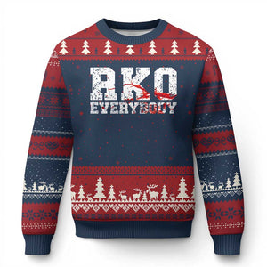 RKO Everybody Blood Ugly Christmas Sweater TS10 Navy Red Print Your Wear