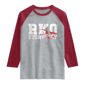 RKO Everybody Blood Raglan Shirt TS10 Heather Gray Heather Red Print Your Wear