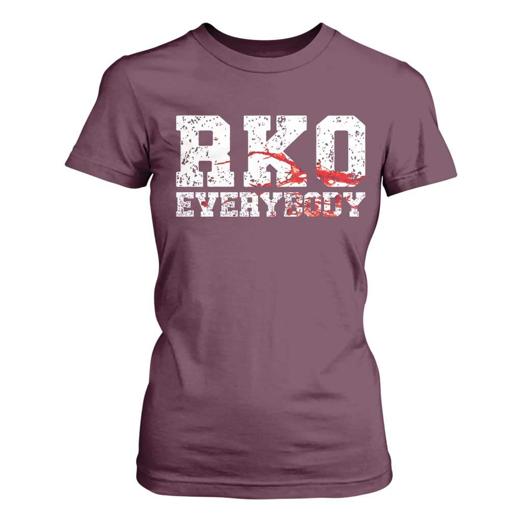 RKO Everybody Blood T Shirt For Women - Grunge Wrestling Fan Graphic Tee TS10 Maroon Print Your Wear