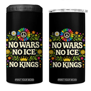 No Wars No ICE No Kings 4 in 1 Can Cooler Tumbler Floral Resist Anti War Protest TS10 One Size: 16 oz Black Print Your Wear