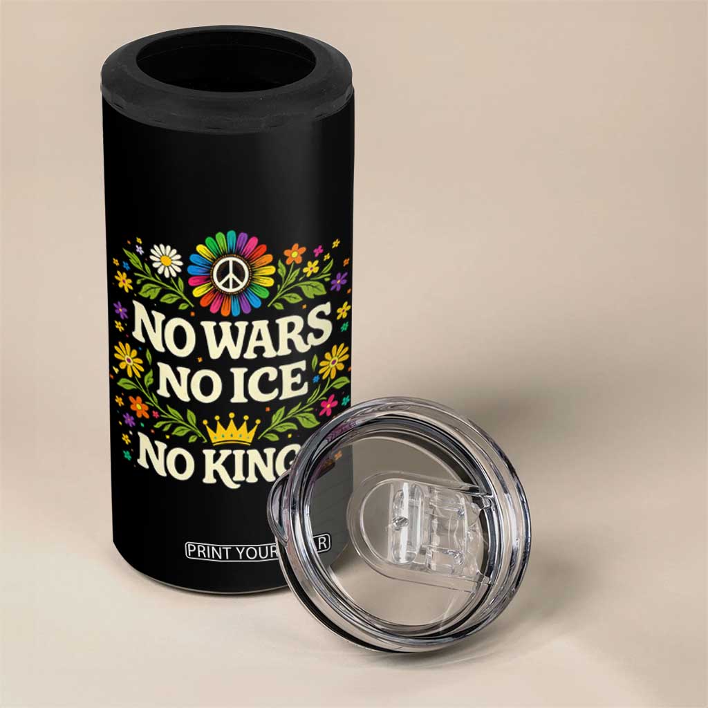 No Wars No ICE No Kings 4 in 1 Can Cooler Tumbler Floral Resist Anti War Protest TS10 Print Your Wear