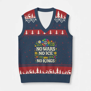 No Wars No ICE No Kings V-Neck Knit Sweater Vest Floral Resist Anti War Protest TS10 Navy Red Print Your Wear