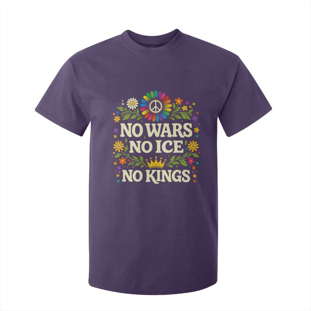 No Wars No ICE No Kings T Shirt For Kid Floral Resist Anti War Protest TS10 Purple Print Your Wear