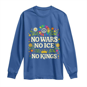 No Wars No ICE No Kings Long Sleeve Shirt Floral Resist Anti War Protest TS10 Royal Blue Print Your Wear