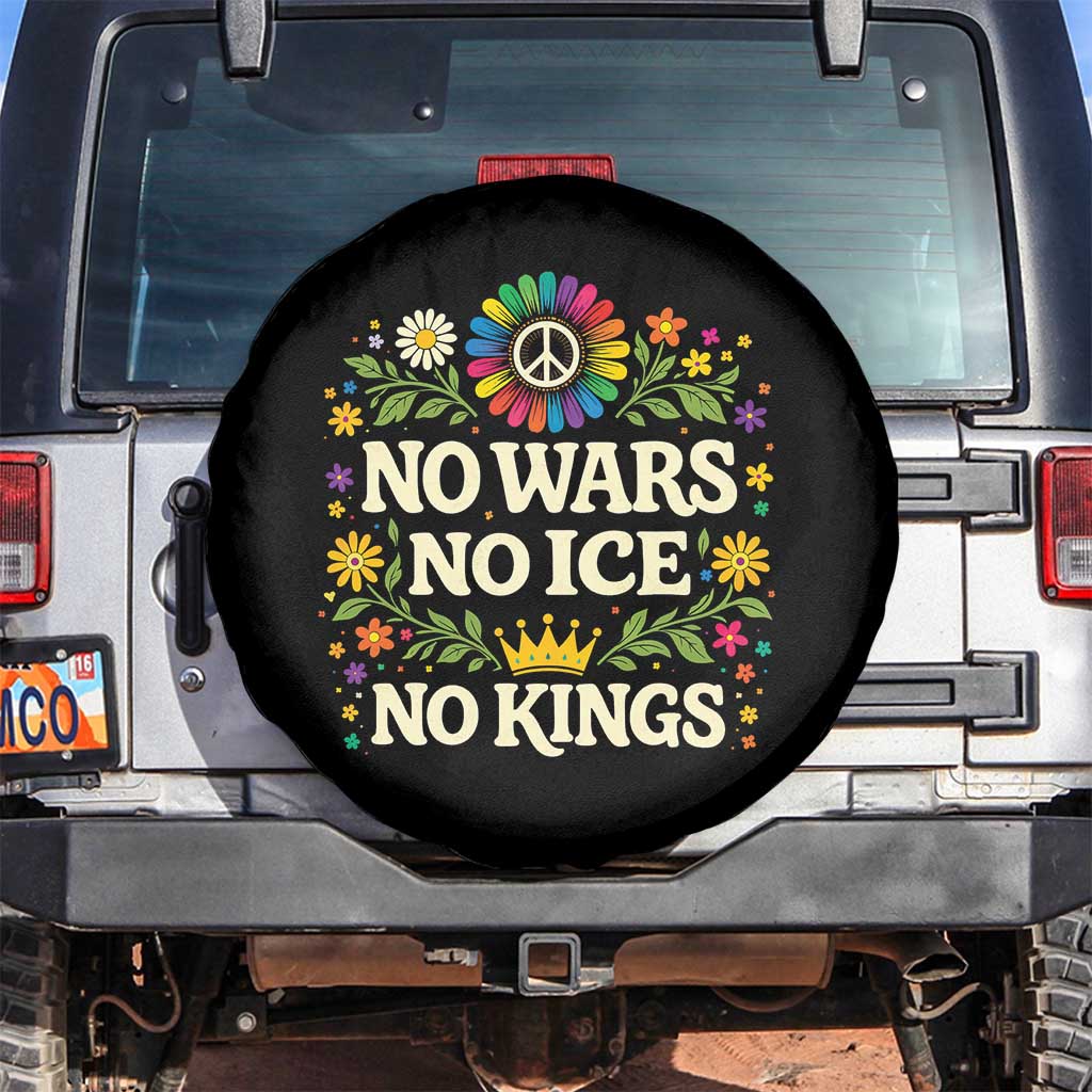 No Wars No ICE No Kings Spare Tire Cover Floral Resist Anti War Protest TS10 No hole Black Print Your Wear