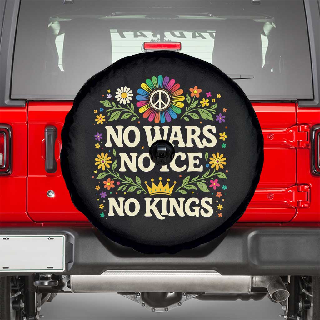 No Wars No ICE No Kings Spare Tire Cover Floral Resist Anti War Protest TS10 Black Print Your Wear