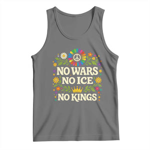No Wars No ICE No Kings Tank Top Floral Resist Anti War Protest TS10 Black Heather Print Your Wear