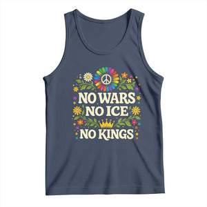 No Wars No ICE No Kings Tank Top Floral Resist Anti War Protest TS10 Navy Print Your Wear