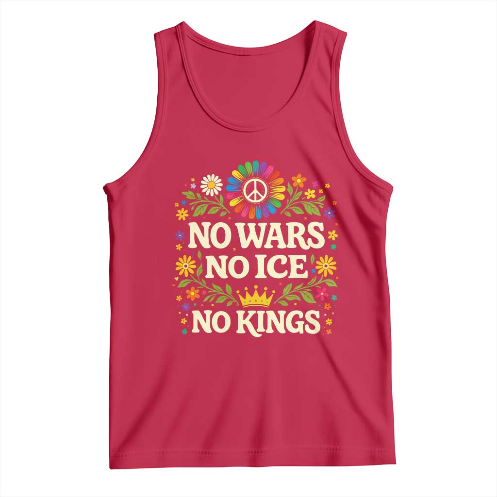 No Wars No ICE No Kings Tank Top Floral Resist Anti War Protest TS10 Red Print Your Wear