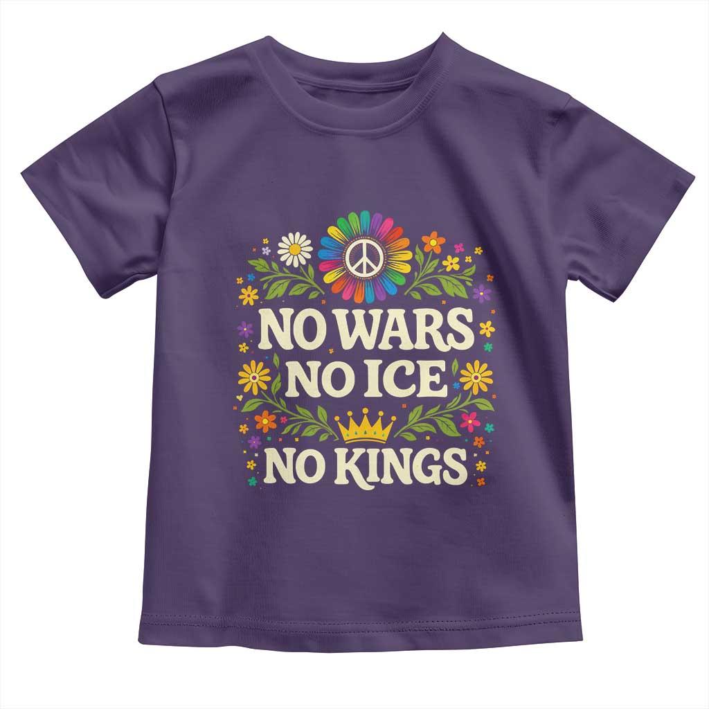 No Wars No ICE No Kings Toddler T Shirt Floral Resist Anti War Protest TS10 Purple Print Your Wear