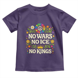 No Wars No ICE No Kings Toddler T Shirt Floral Resist Anti War Protest TS10 Purple Print Your Wear