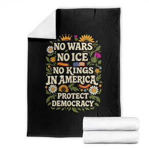 No Wars No ICE No Kings Throw Blanket Floral Resist No Kings In America Protest TS10 Black Print Your Wear