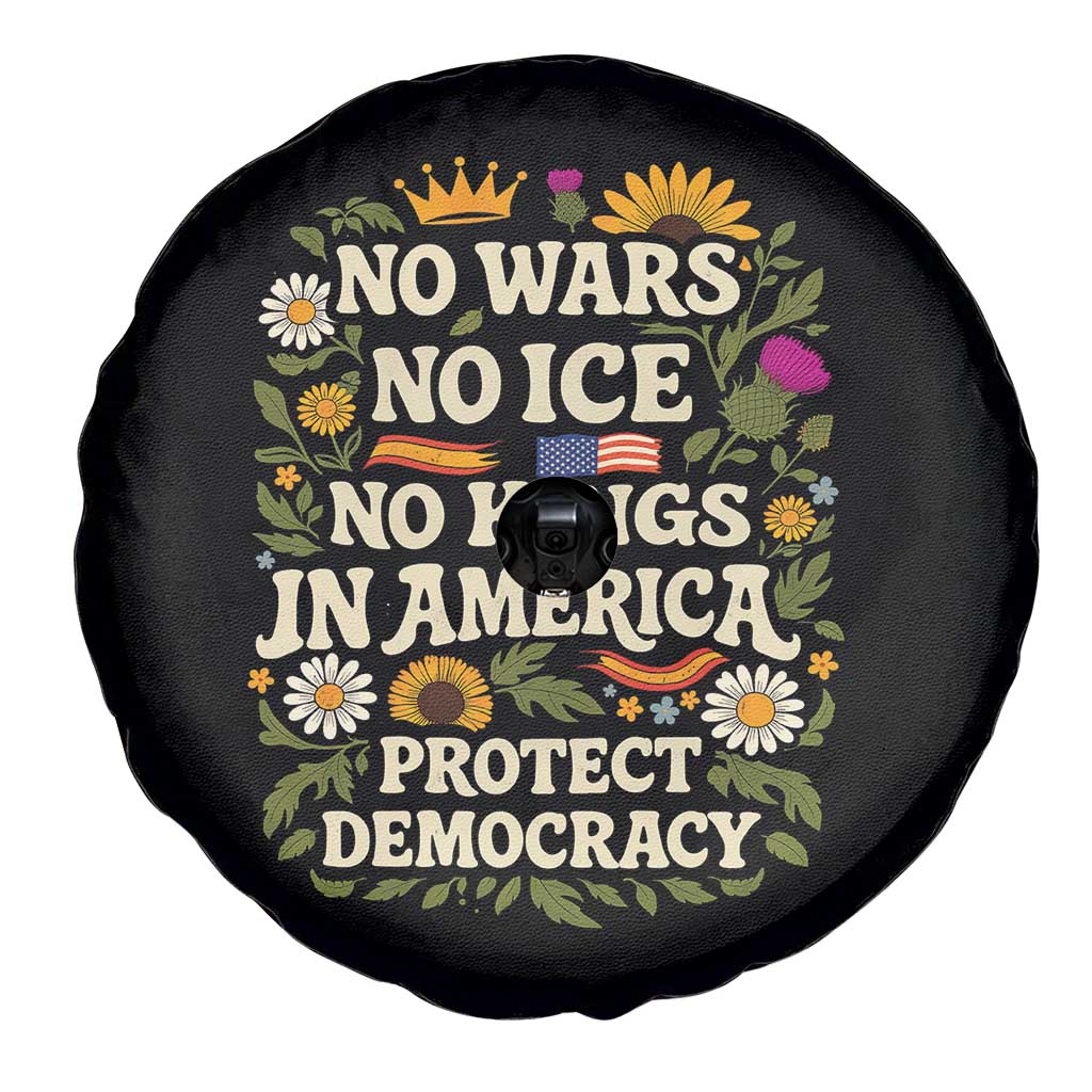 No Wars No ICE No Kings Spare Tire Cover Floral Resist No Kings In America Protest TS10 Print Your Wear
