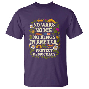 No Wars No ICE No Kings T Shirt Floral Resist No Kings In America Protest TS10 Purple Print Your Wear