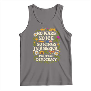 No Wars No ICE No Kings Tank Top Floral Resist No Kings In America Protest TS10 Deep Heather Print Your Wear