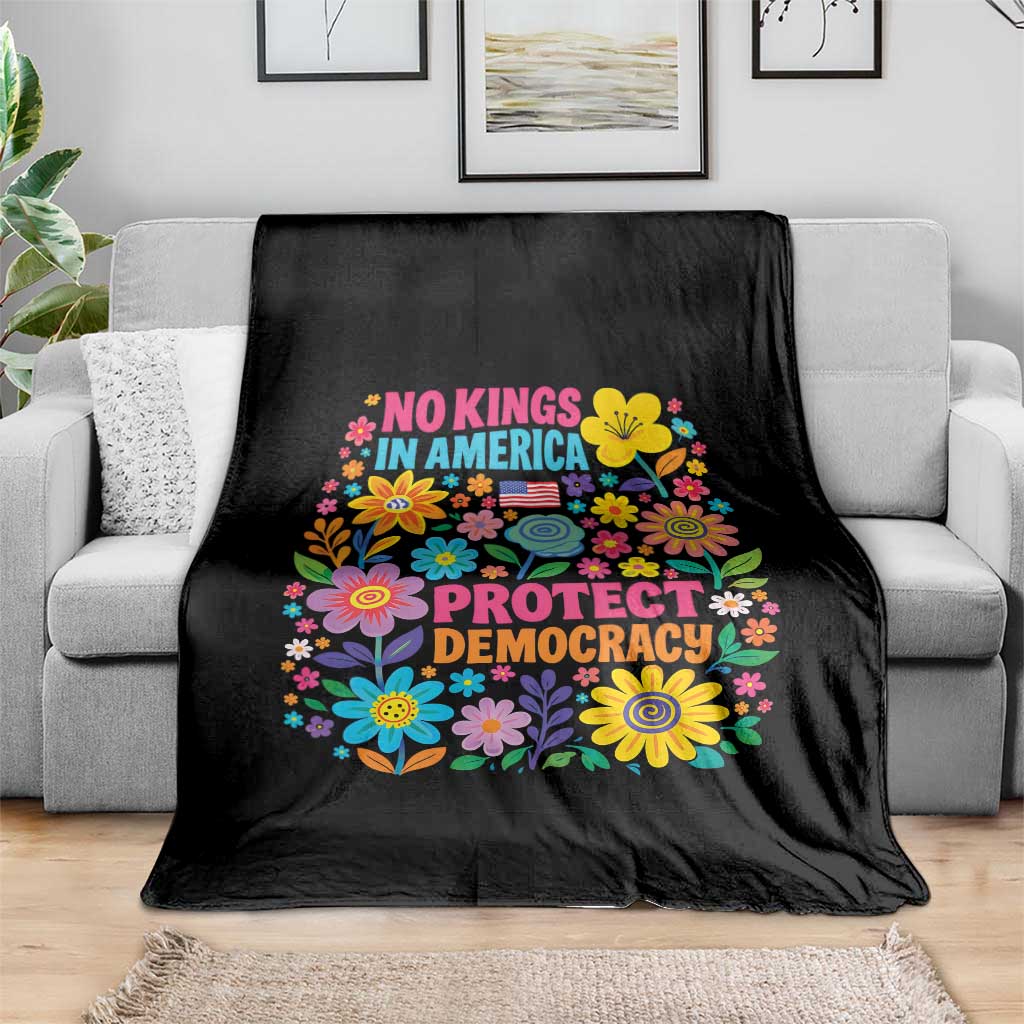 No Kings In America Protest Democraty Throw Blanket Floral Resist TS10 Print Your Wear