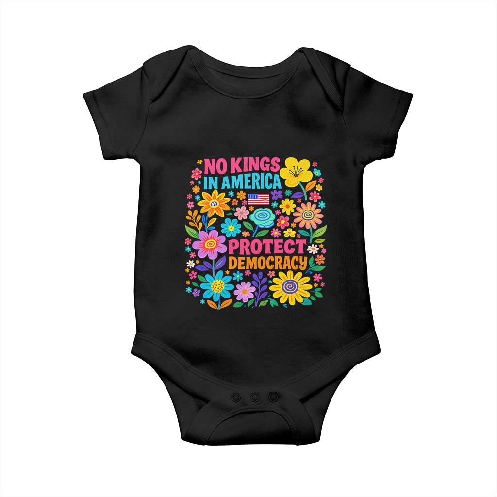 No Kings In America Protest Democraty Baby Onesie Floral Resist TS10 Black Print Your Wear