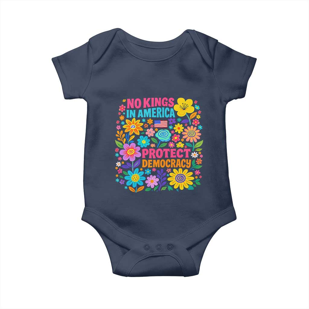 No Kings In America Protest Democraty Baby Onesie Floral Resist TS10 Navy Print Your Wear