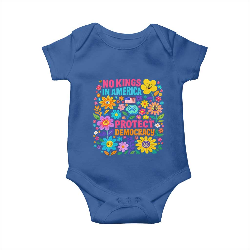 No Kings In America Protest Democraty Baby Onesie Floral Resist TS10 Royal Blue Print Your Wear
