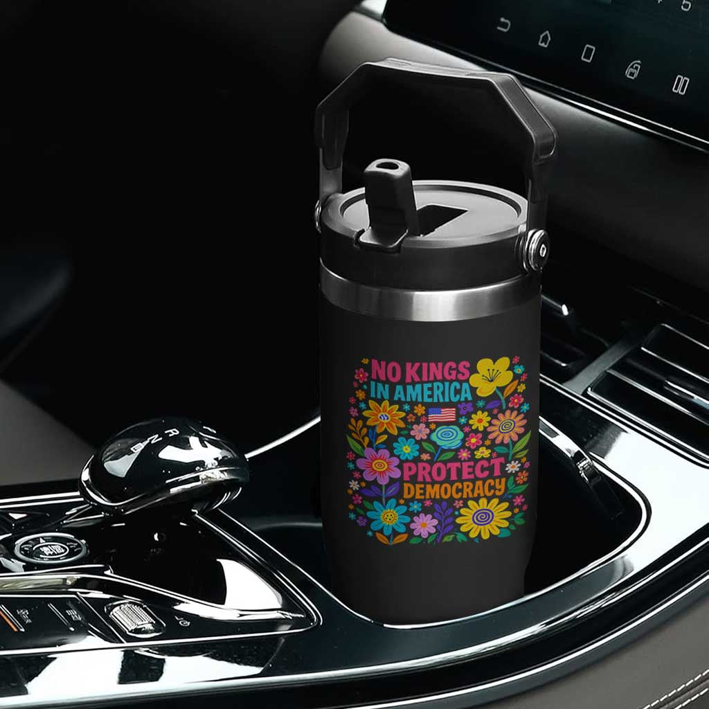No Kings In America Protest Democraty Flip Straw Tumbler Floral Resist TS10 Print Your Wear