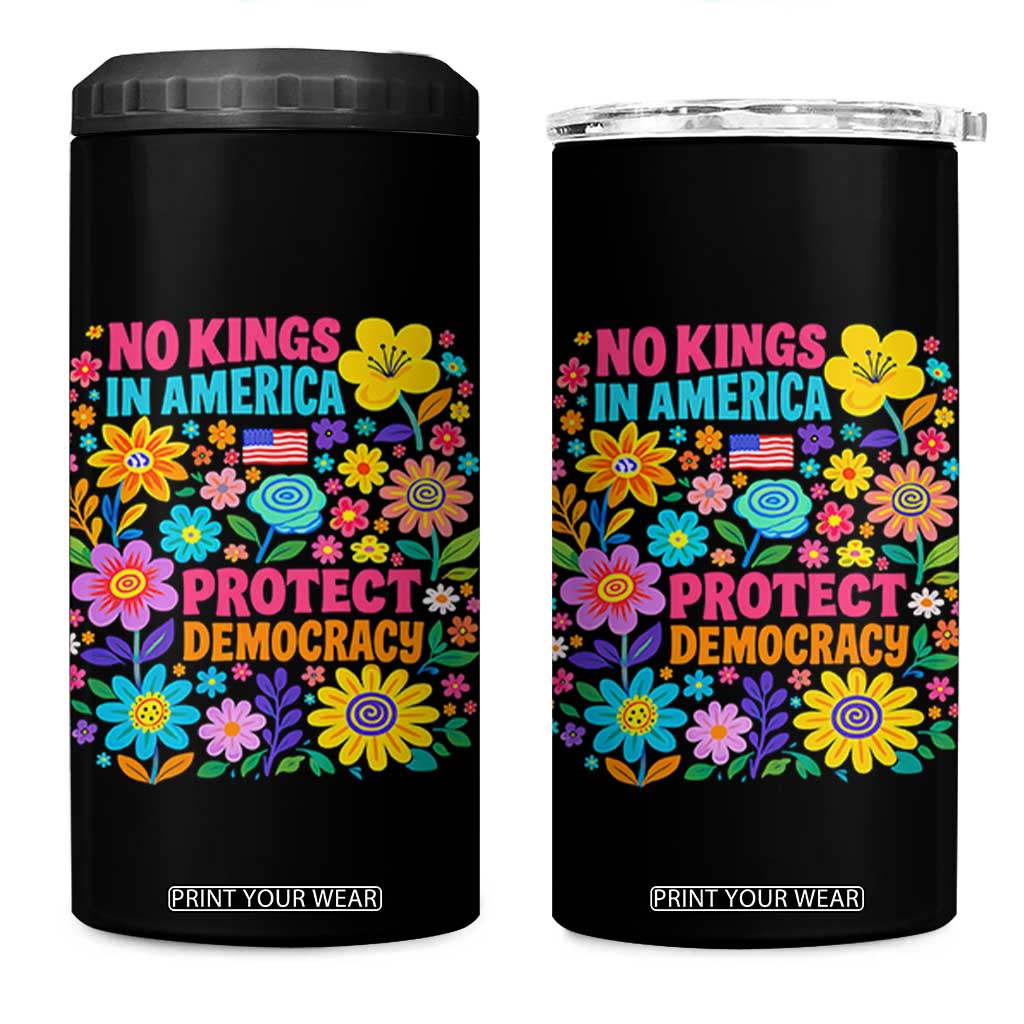No Kings In America Protest Democraty 4 in 1 Can Cooler Tumbler Floral Resist TS10 One Size: 16 oz Black Print Your Wear
