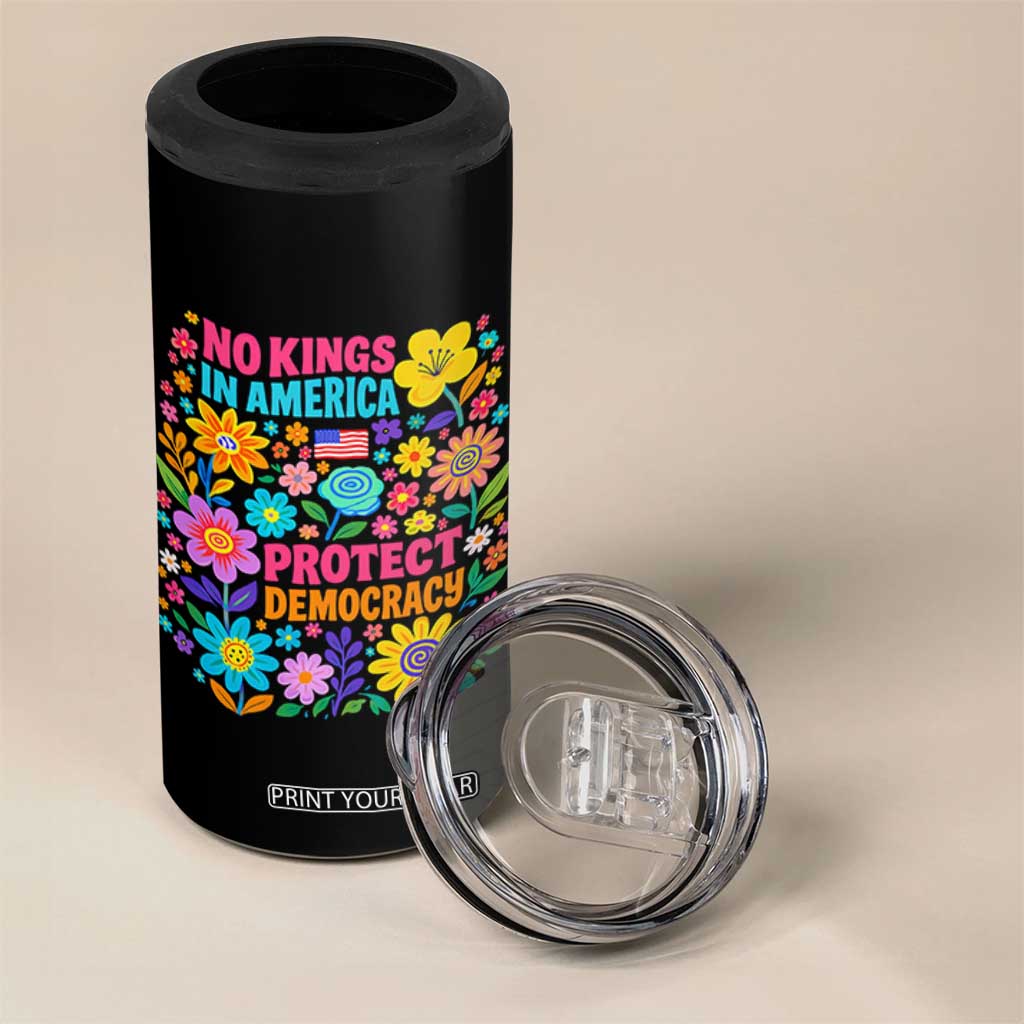 No Kings In America Protest Democraty 4 in 1 Can Cooler Tumbler Floral Resist TS10 Print Your Wear