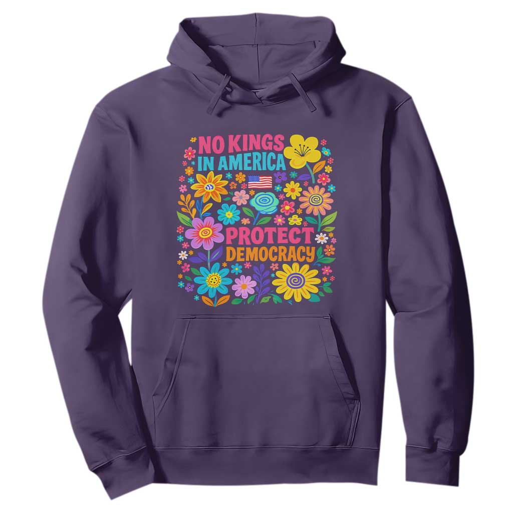 No Kings In America Protest Democraty Hoodie Floral Resist TS10 Purple Print Your Wear