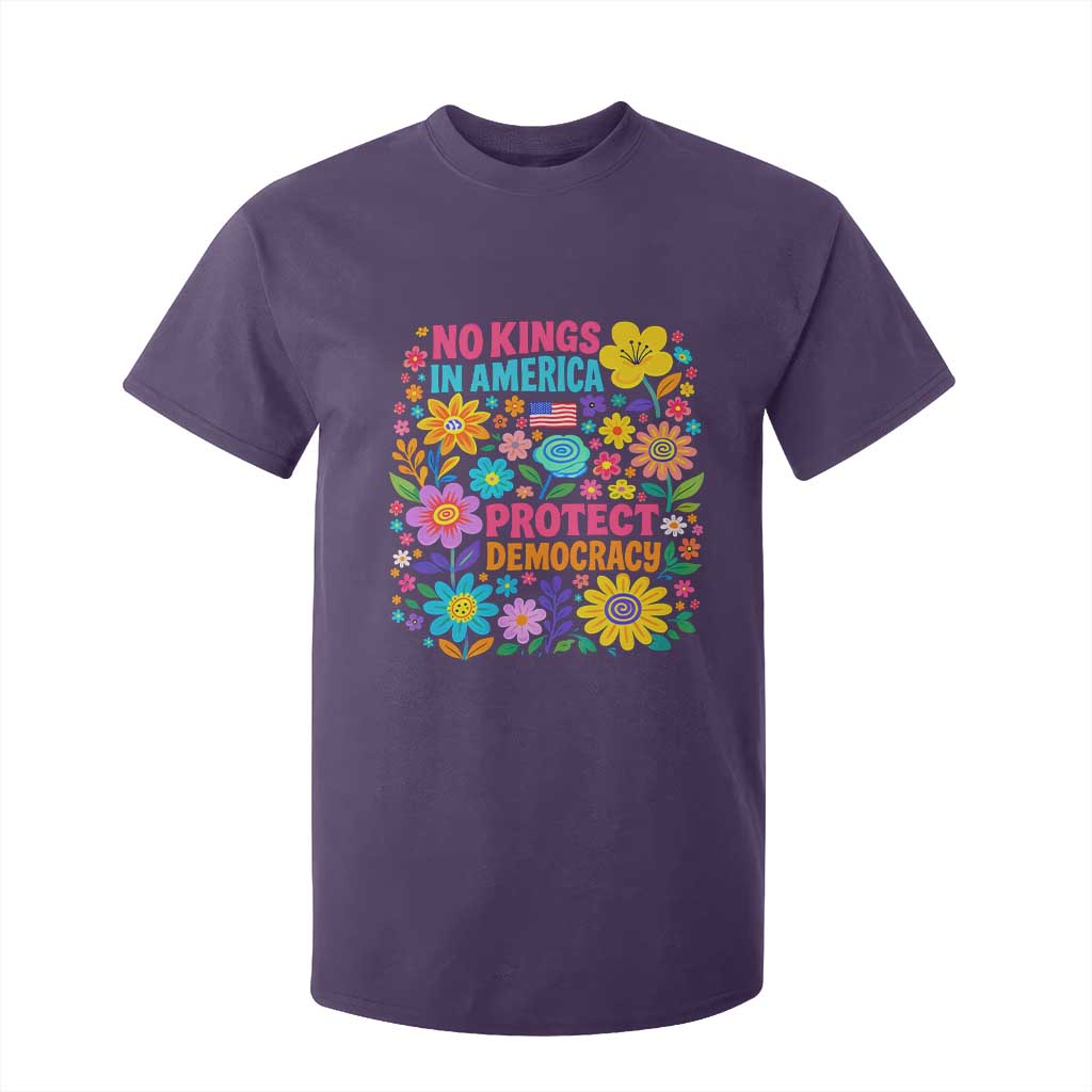 No Kings In America Protest Democraty T Shirt For Kid Floral Resist TS10 Purple Print Your Wear