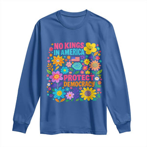 No Kings In America Protest Democraty Long Sleeve Shirt Floral Resist TS10 Royal Blue Print Your Wear